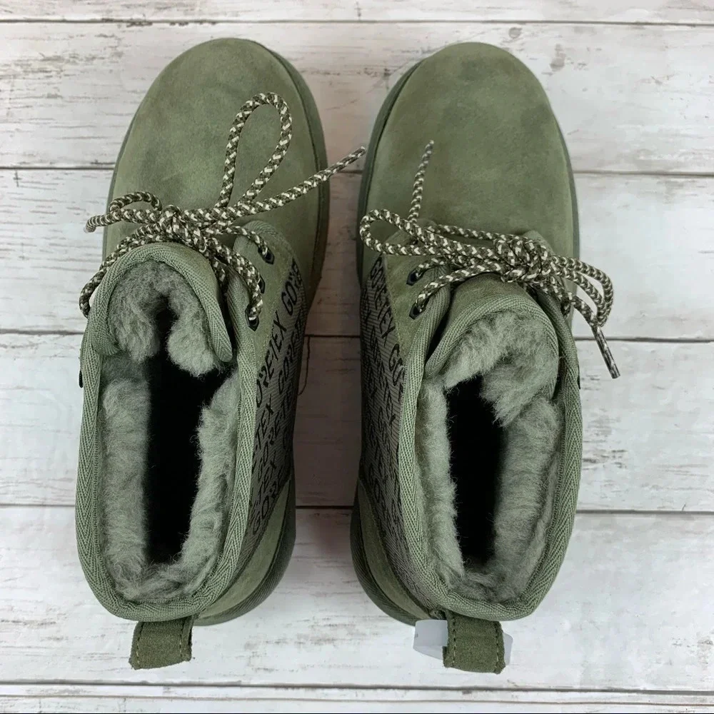 Ugg Neumel Gore-Tex Waterproof Suede Chukka Boots Olive Green Logo 7 Lace Up